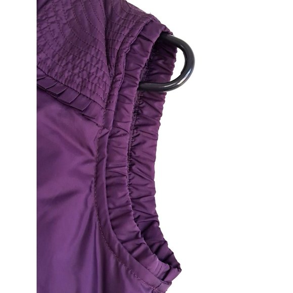 Juicy Couture PURPLE pleated fringy trim down feather zip pocket vest Sz 14 - Picture 3 of 7
